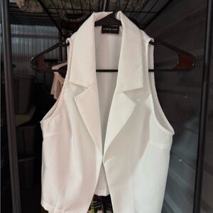 White Fox Boutique White Sleeveless Blazer Top